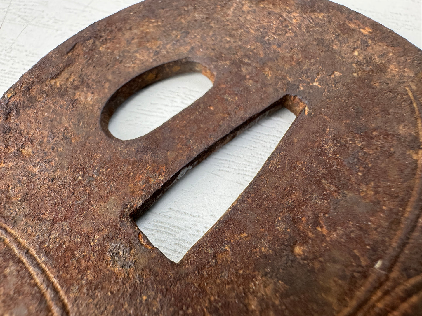 Y10289 TSUBA Iron sword guard gold silver inlay Japan samurai katana antique edo