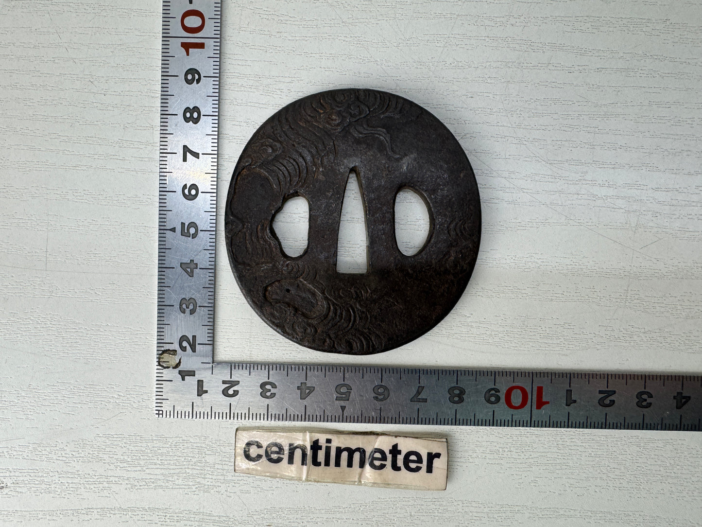 Y10290 TSUBA Iron Japanese sword guard Japan samurai katana antique koshirae edo