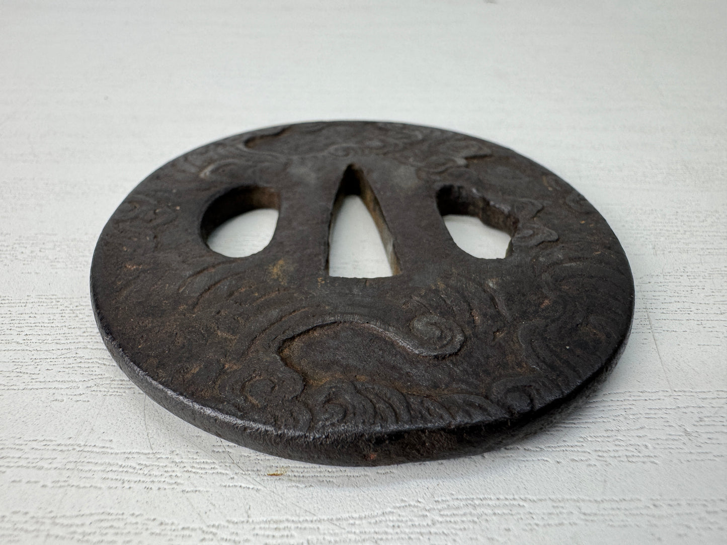 Y10290 TSUBA Iron Japanese sword guard Japan samurai katana antique koshirae edo