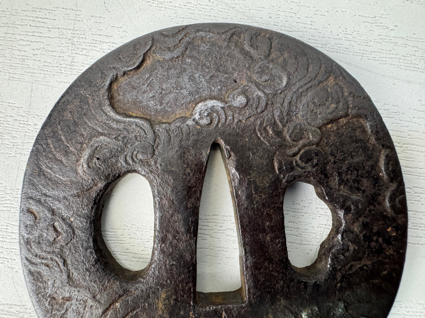 Y10290 TSUBA Iron Japanese sword guard Japan samurai katana antique koshirae edo