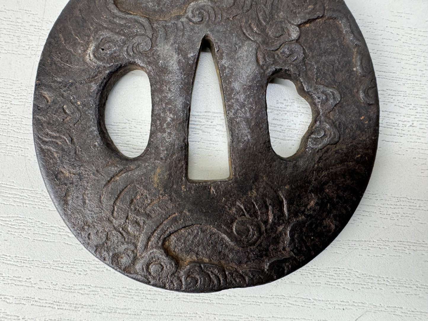 Y10290 TSUBA Iron Japanese sword guard Japan samurai katana antique koshirae edo