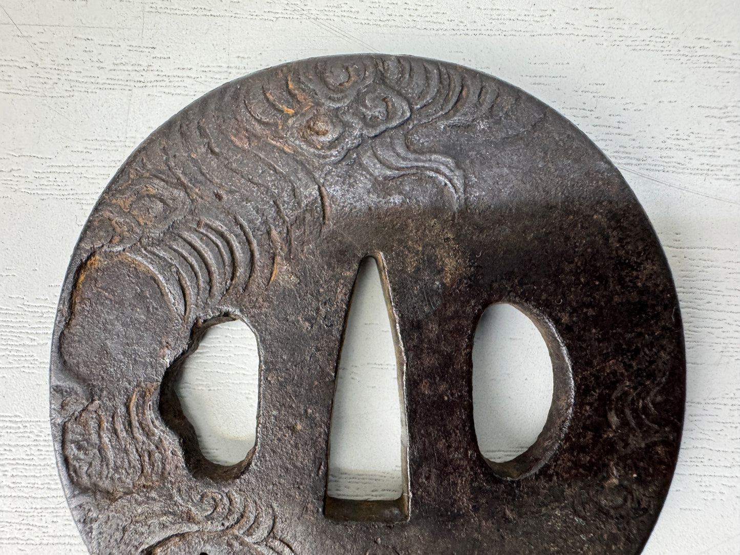 Y10290 TSUBA Iron Japanese sword guard Japan samurai katana antique koshirae edo