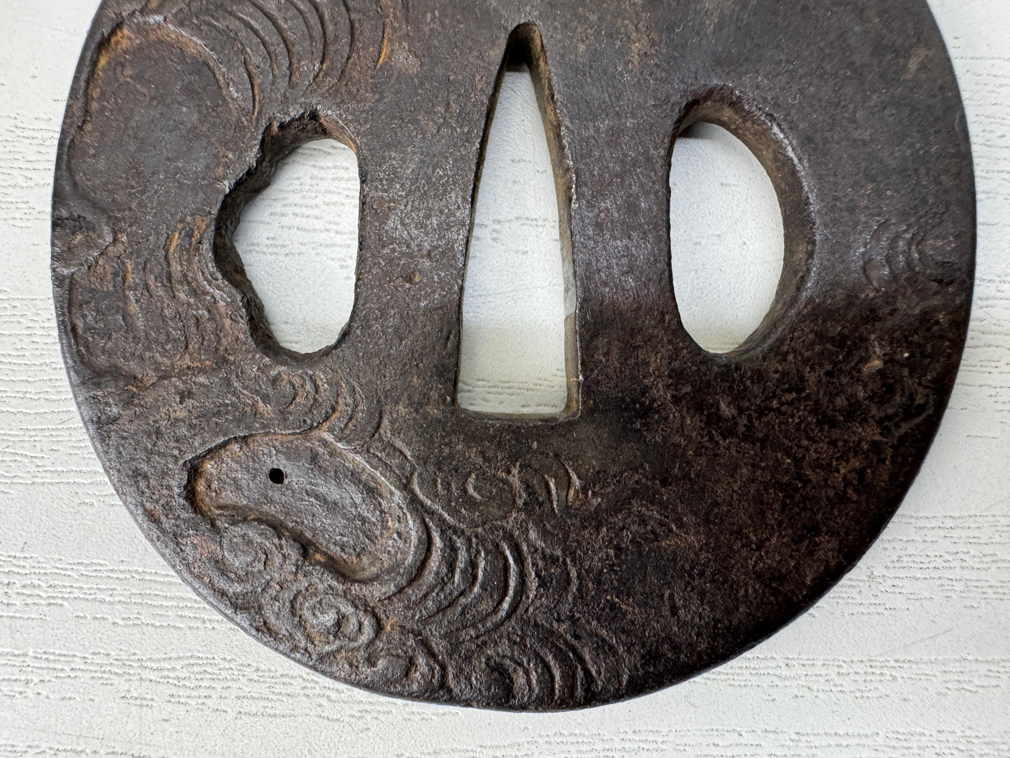 Y10290 TSUBA Iron Japanese sword guard Japan samurai katana antique koshirae edo