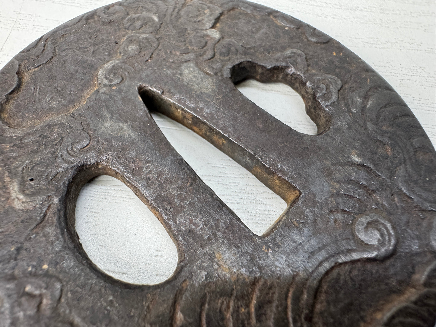 Y10290 TSUBA Iron Japanese sword guard Japan samurai katana antique koshirae edo
