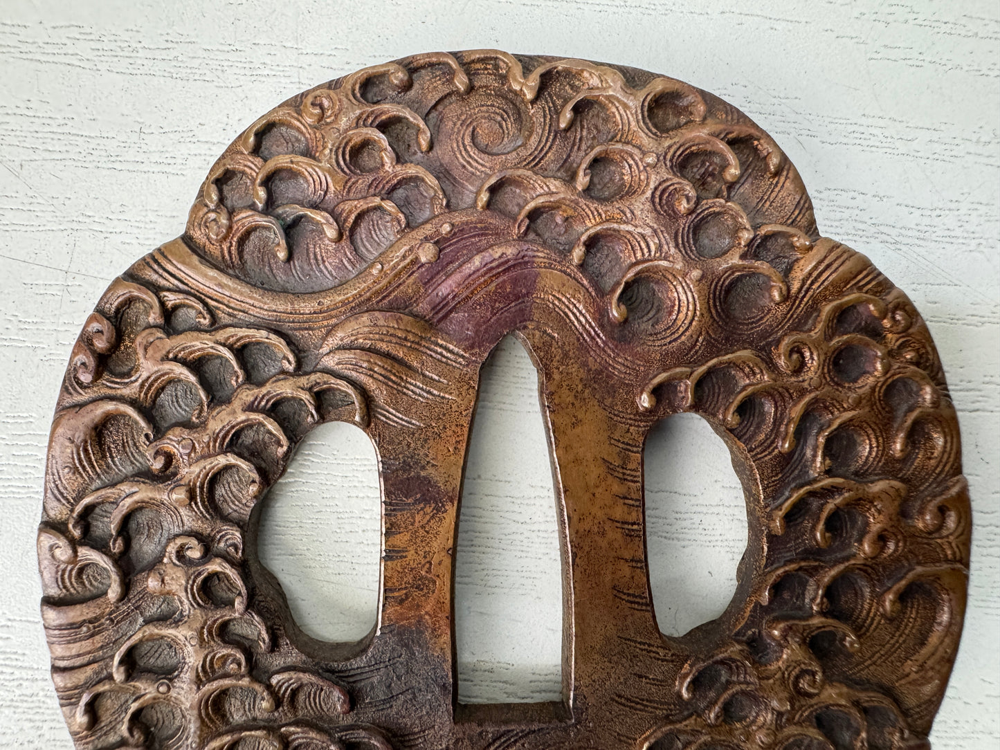 Y10292 TSUBA Iron sword guard sgined Japan samurai katana antique koshirae edo