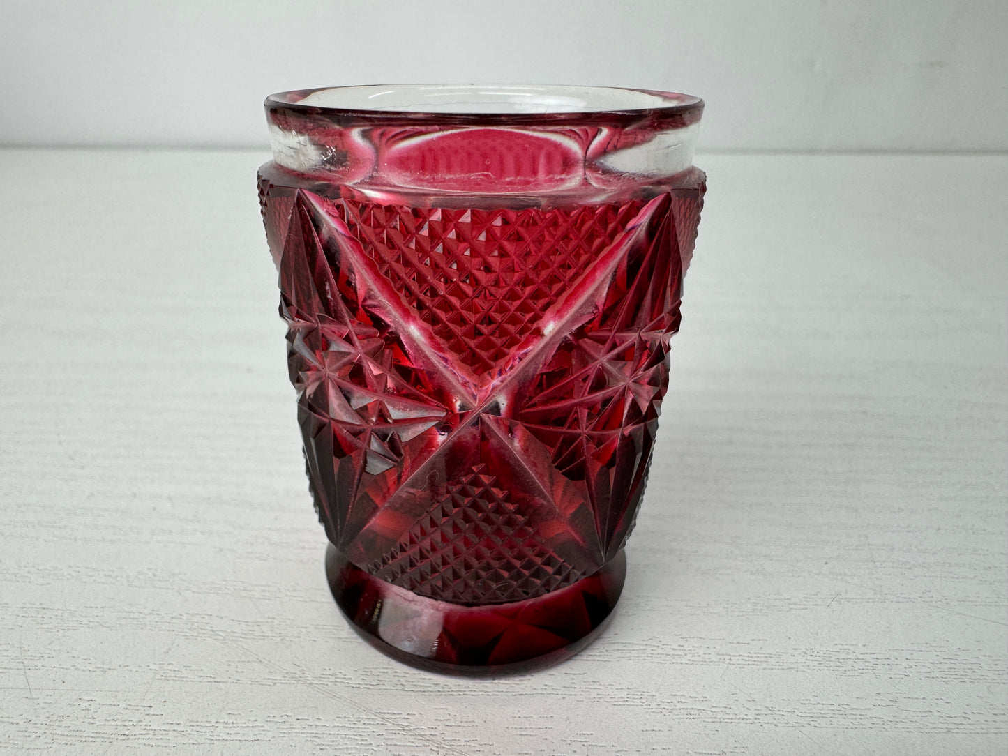Y10293 CHAWAN Shimazu Satsuma Kiriko sake cup red signed box Japan antique