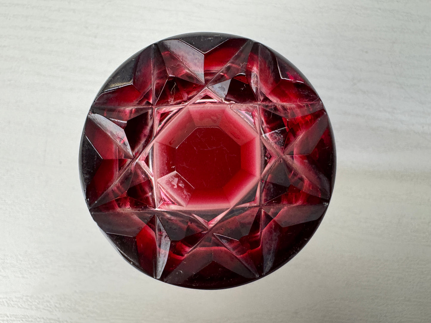 Y10293 CHAWAN Shimazu Satsuma Kiriko sake cup red signed box Japan antique