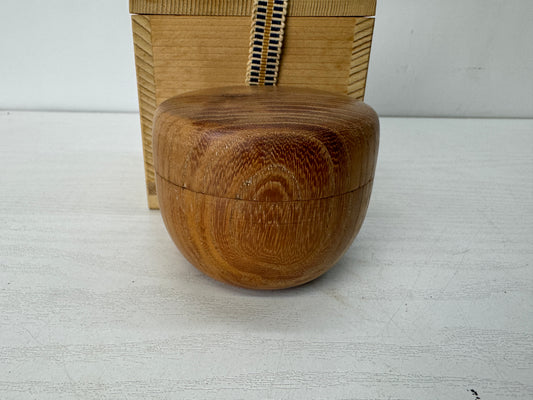 Y10298 TEA CADDY mulberry wood Natsume container box Japan antique tea ceremony