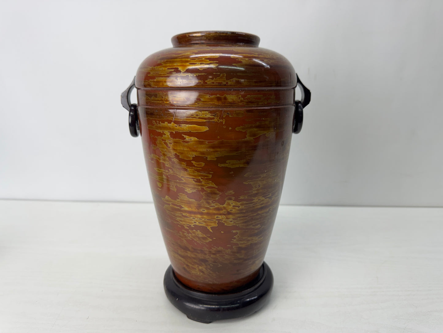 Y10300 FLOWER VASE Makie signed box Japan antique ikebana floral arrangement