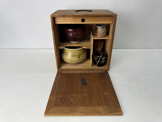 Y10301 CHAWAN Tea ceremony practice set box Japan antique natsume kensui chasen