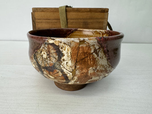 Y10305 CHAWAN Mino-ware bowl kintsugi signed box Japan antique tea ceremony