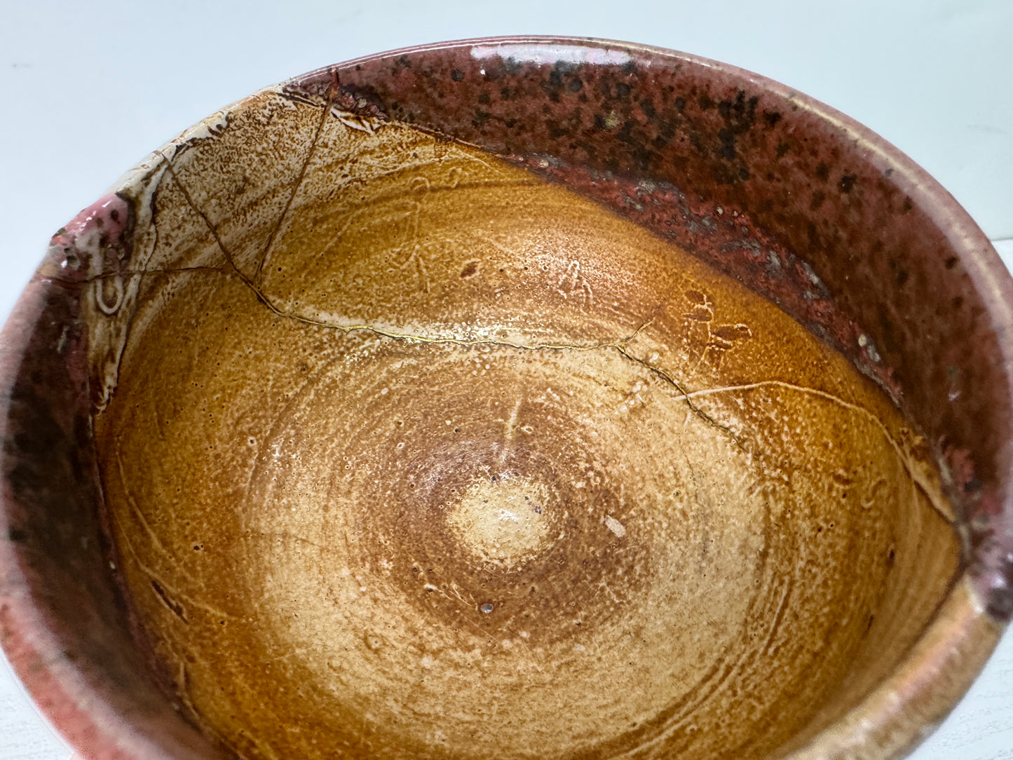 Y10305 CHAWAN Mino-ware bowl kintsugi signed box Japan antique tea ceremony