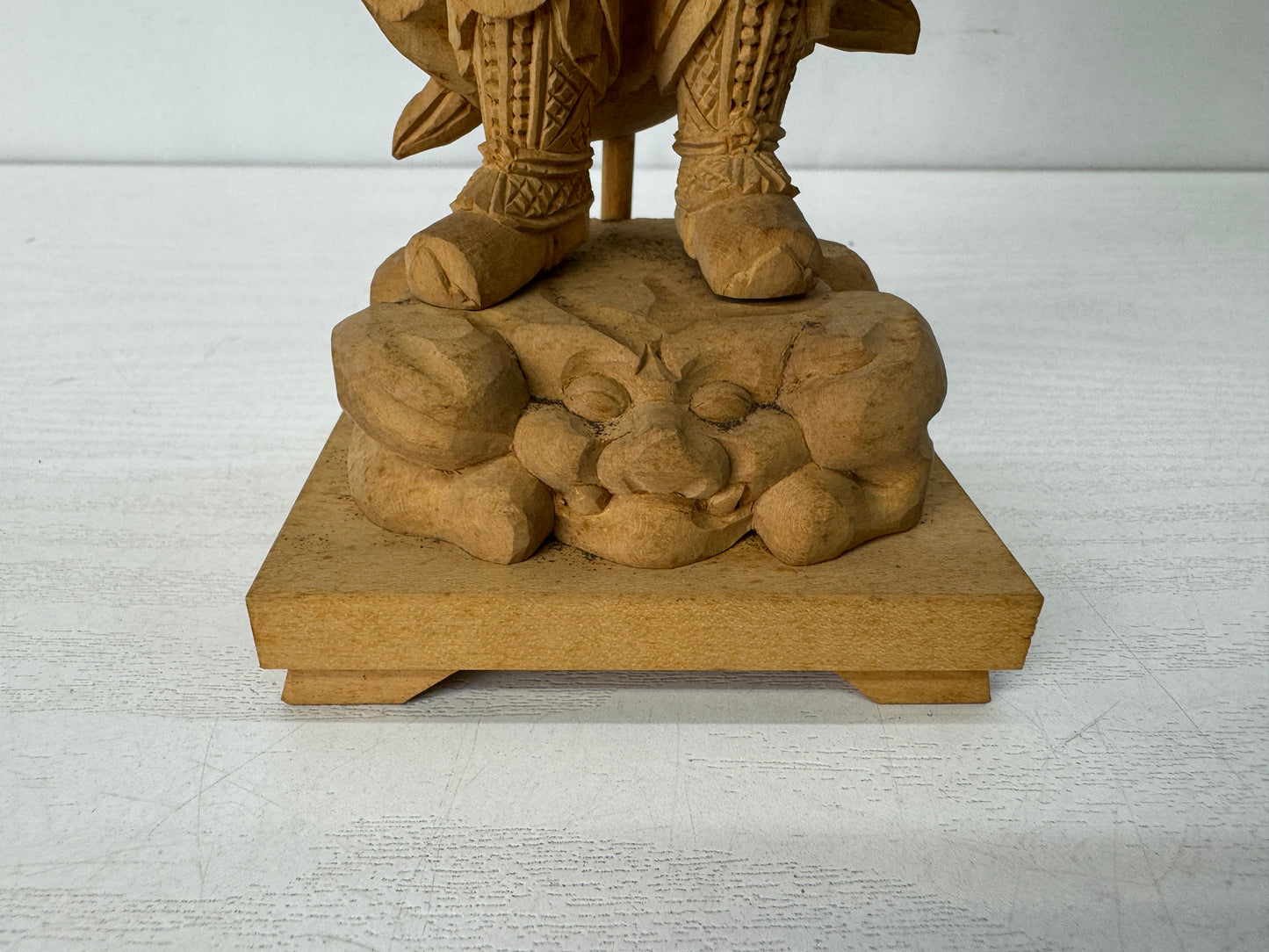 Y10308 STATUE plain wood carving Bishamonten Vaisravana Japan antique Buddha