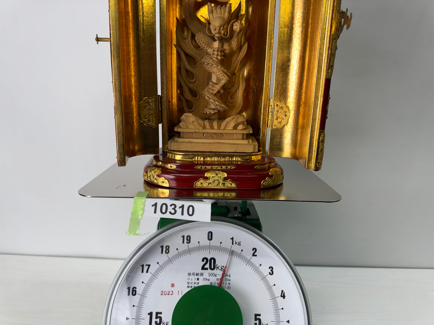 Y10310 STATUE plain wood carving Gurikara Fudoson Japan antique Buddha figure