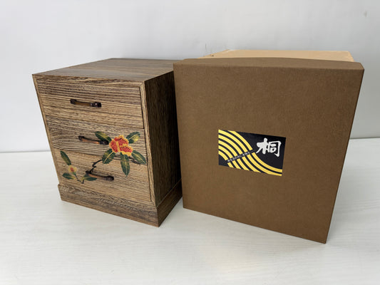 Y10315 TANSU Paulownia wood small chest drawer Makie box Japan antique furniture