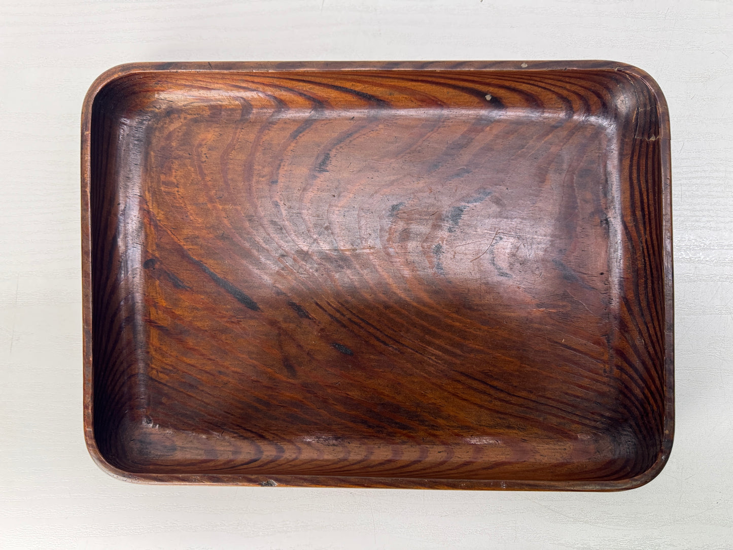 Y10316 TRAY Pine wood rectangular Obon Ozen Japan antique kitchen table platter