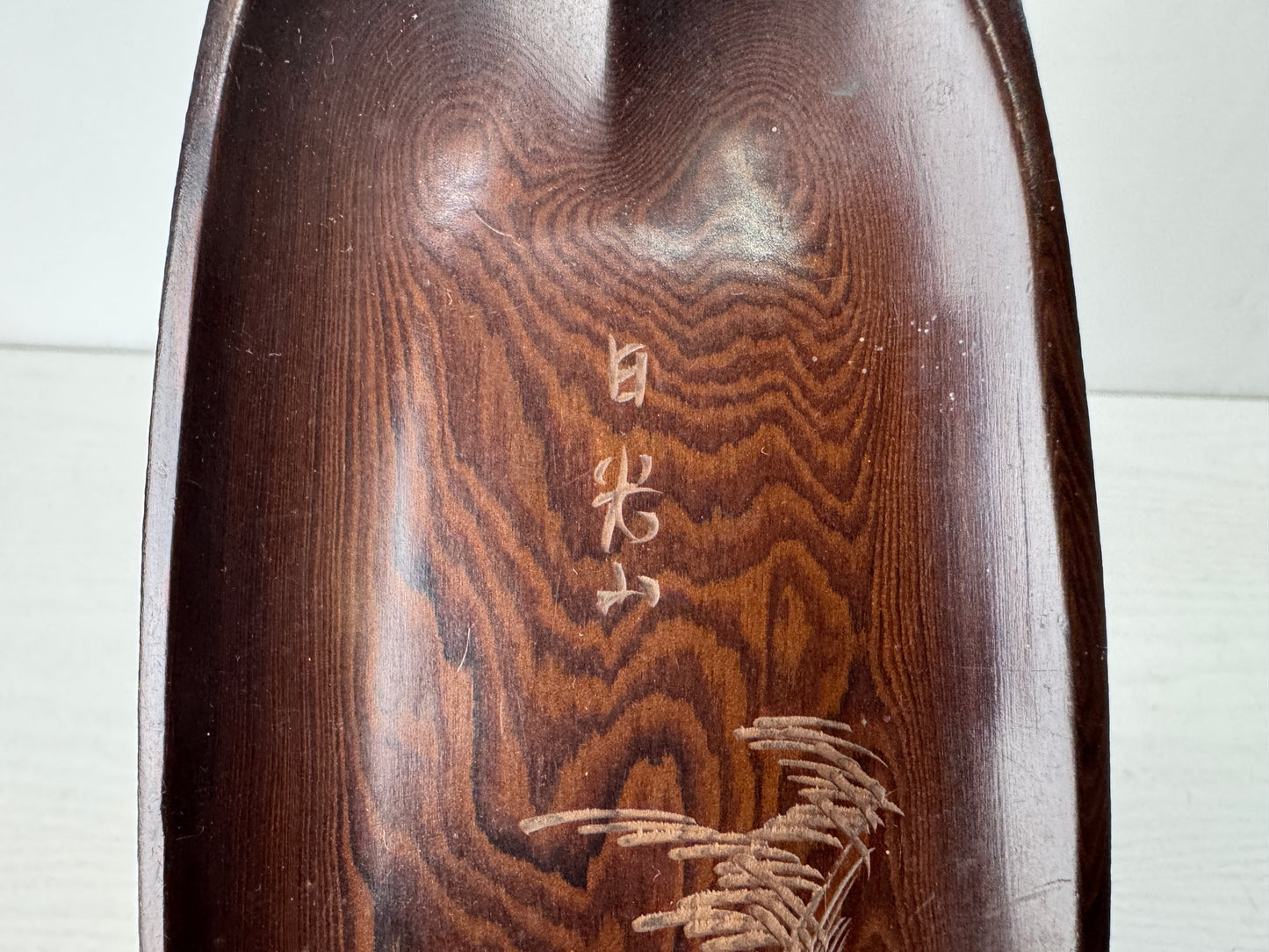 Y10317 TRAY Bombay black wood carving pen Obon ozen owl Japan antique stationery