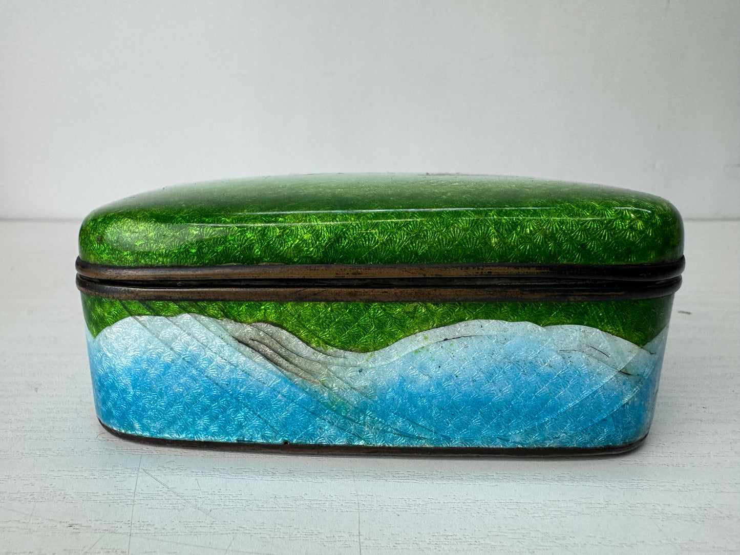 Y10319 BOX Cloisonne accessory trinket case lid Japan antique storage container