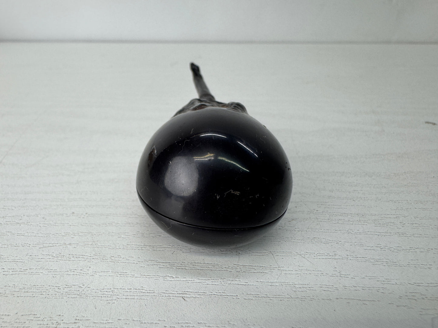 Y10325 BOX Makie eggplant case signed Japan antique incense fragrance aroma