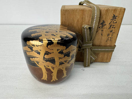 Y10326 TEA CADDY Makie Matcha container signed box Japan antique tea ceremony