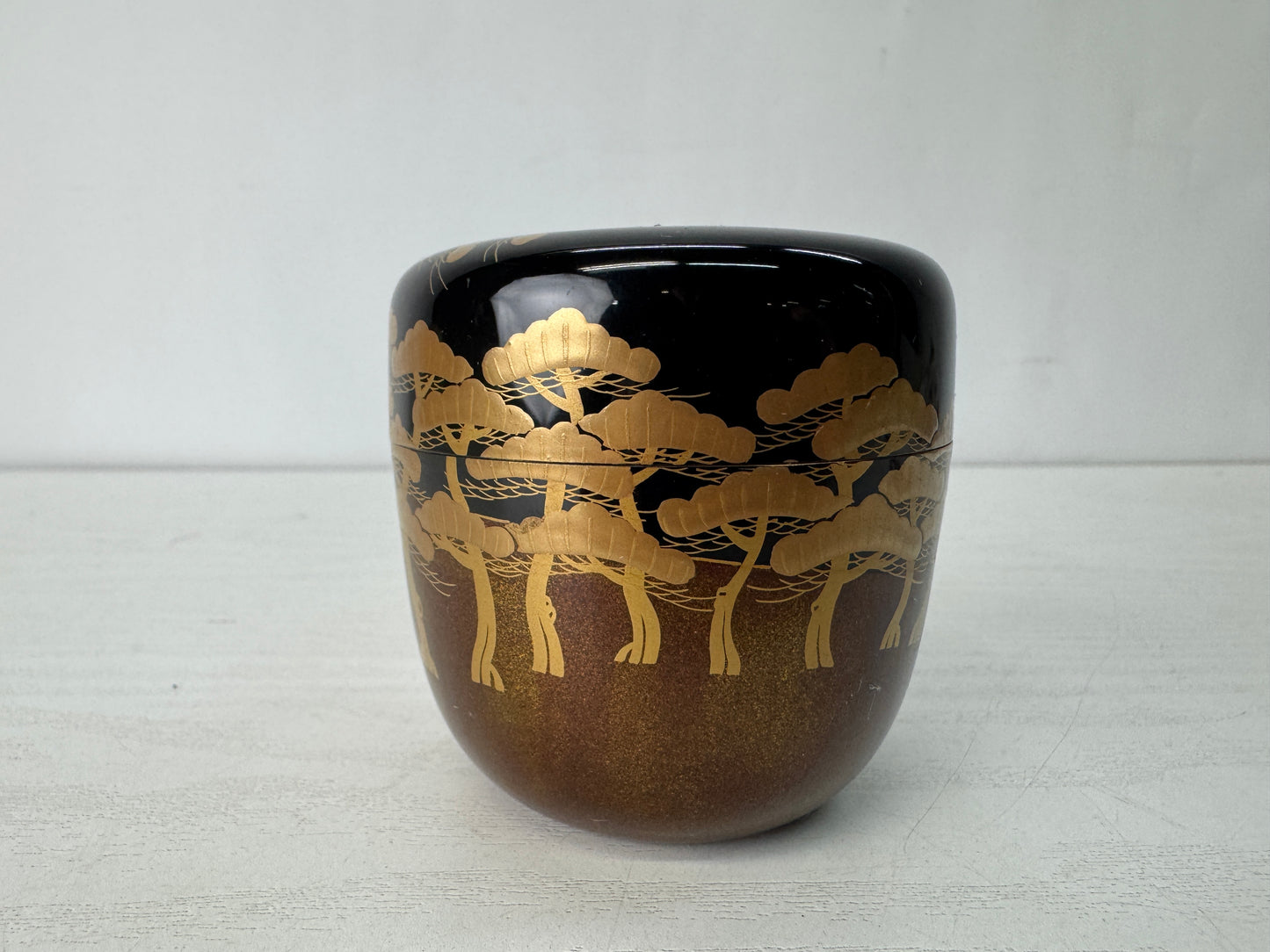 Y10326 TEA CADDY Makie Matcha container signed box Japan antique tea ceremony