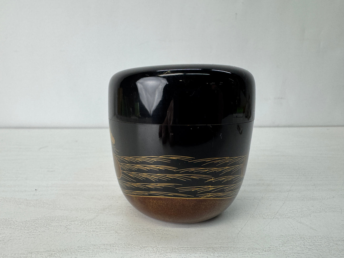 Y10326 TEA CADDY Makie Matcha container signed box Japan antique tea ceremony