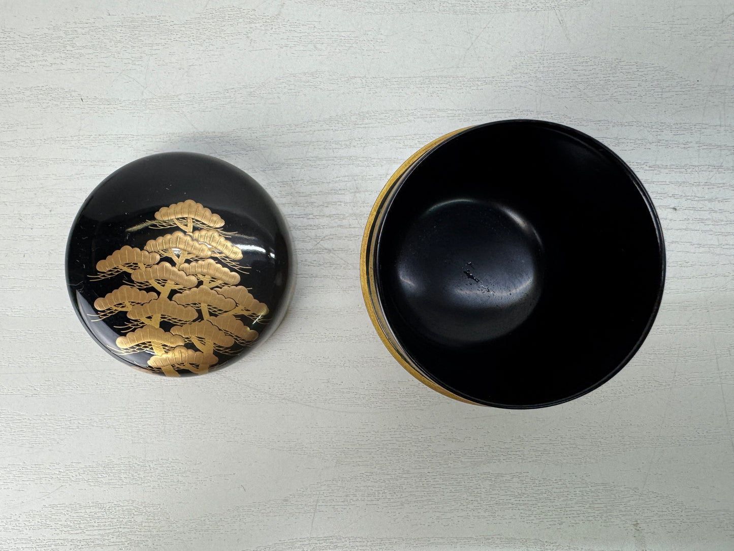 Y10326 TEA CADDY Makie Matcha container signed box Japan antique tea ceremony