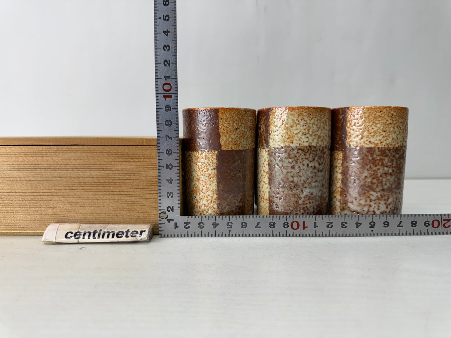 Y10327 YUNOMI Shino-ware teacup set of 5 signed box Japan antique tea ceremony
