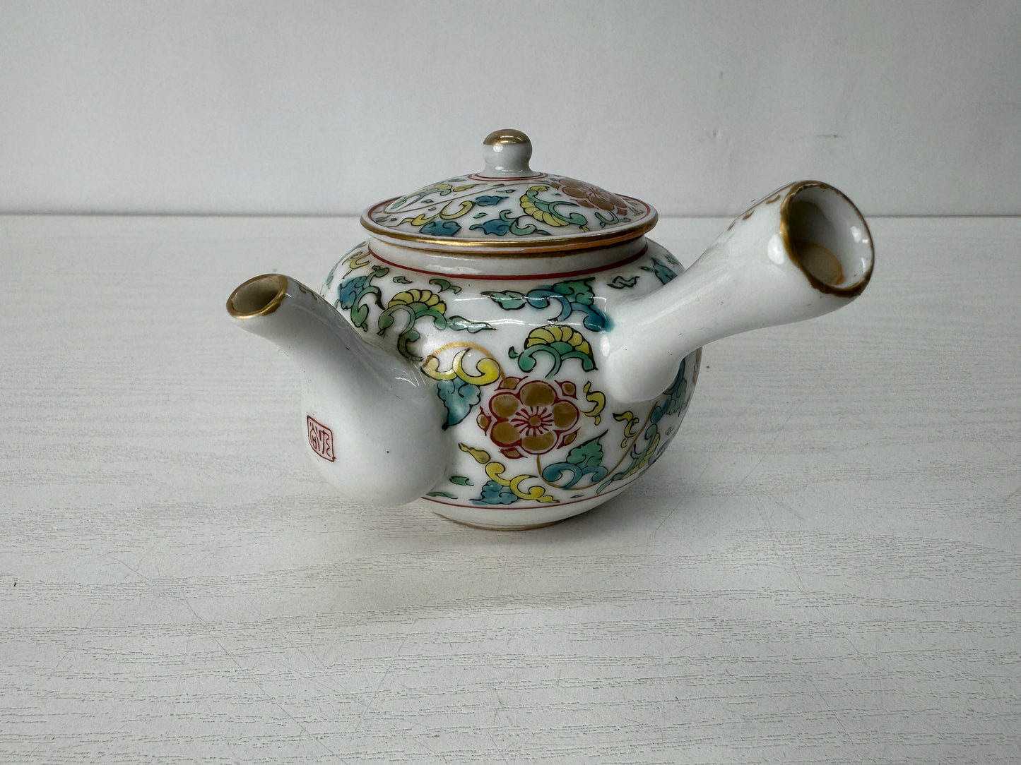 Y10328 KYUSU Kutani-ware Sencha tea pot cup set signed box Japan antique teapot