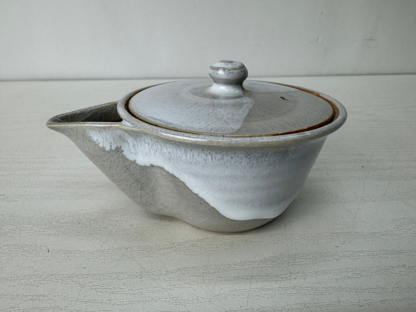 Y10329 KYUSU Hagi-ware Sencha tea pot cup set signed box Japan antique teapot