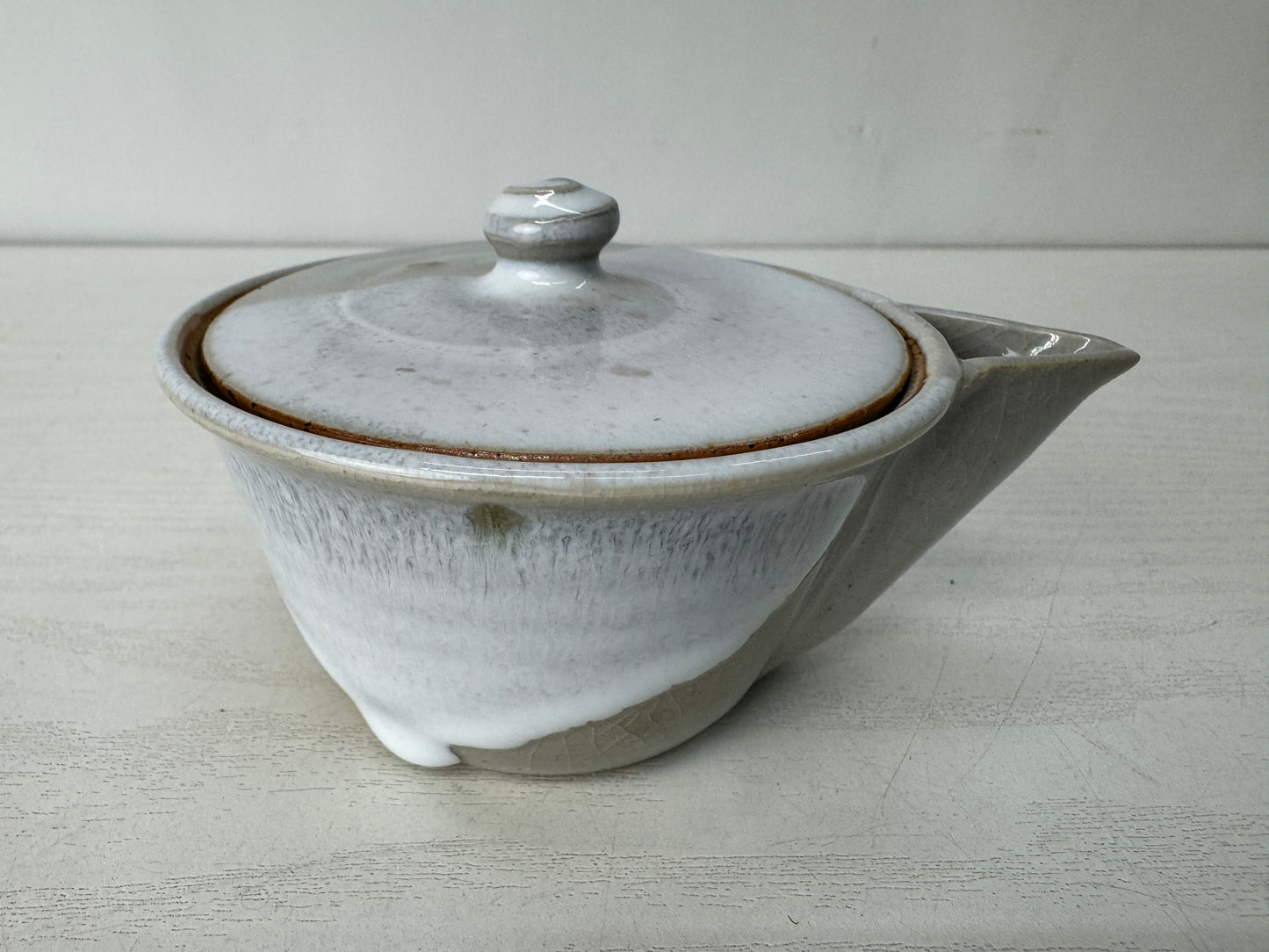 Y10329 KYUSU Hagi-ware Sencha tea pot cup set signed box Japan antique teapot