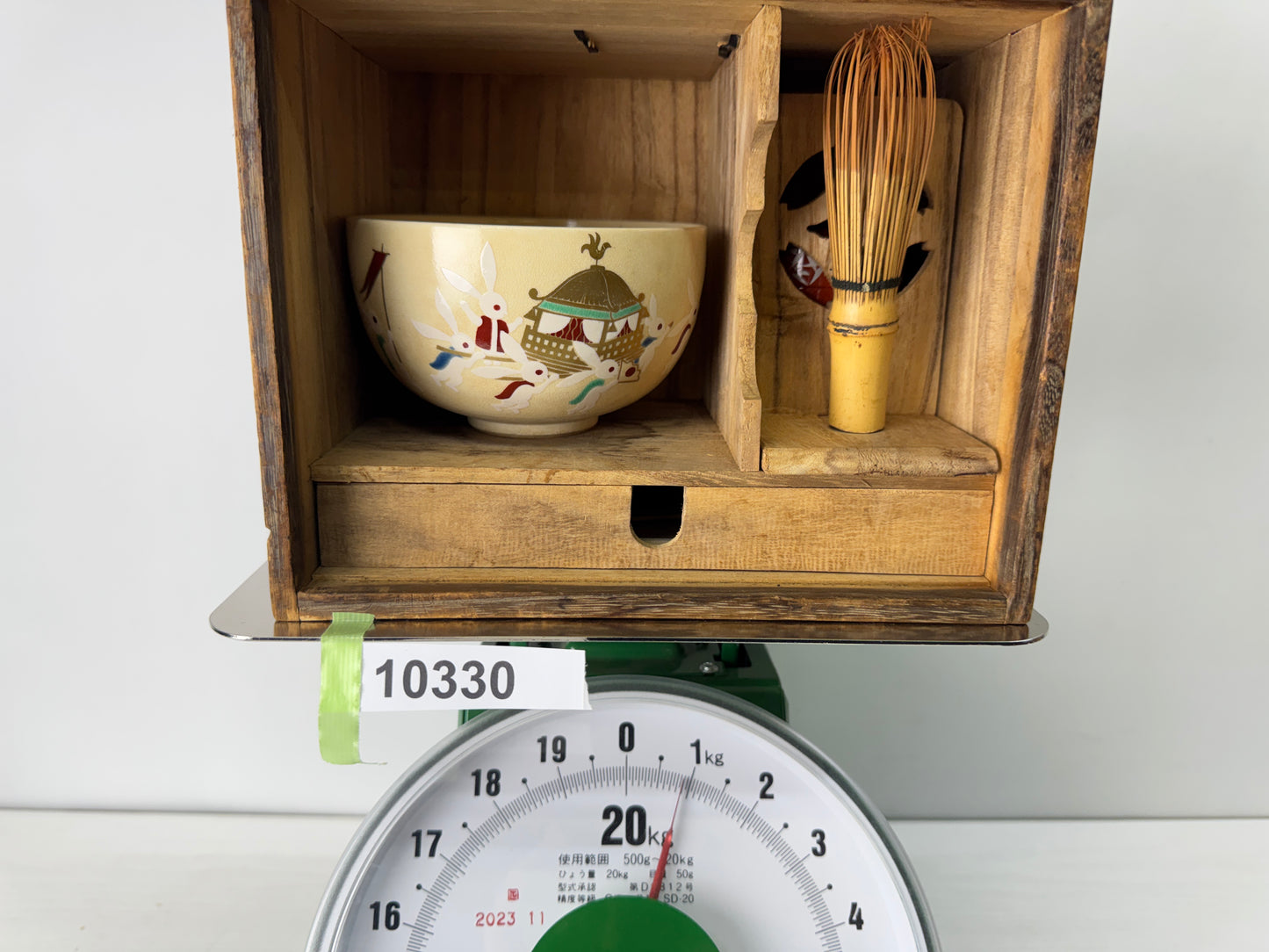 Y10330 CHAWAN Tea ceremony utensils practice set box Japan antique whisk scoop
