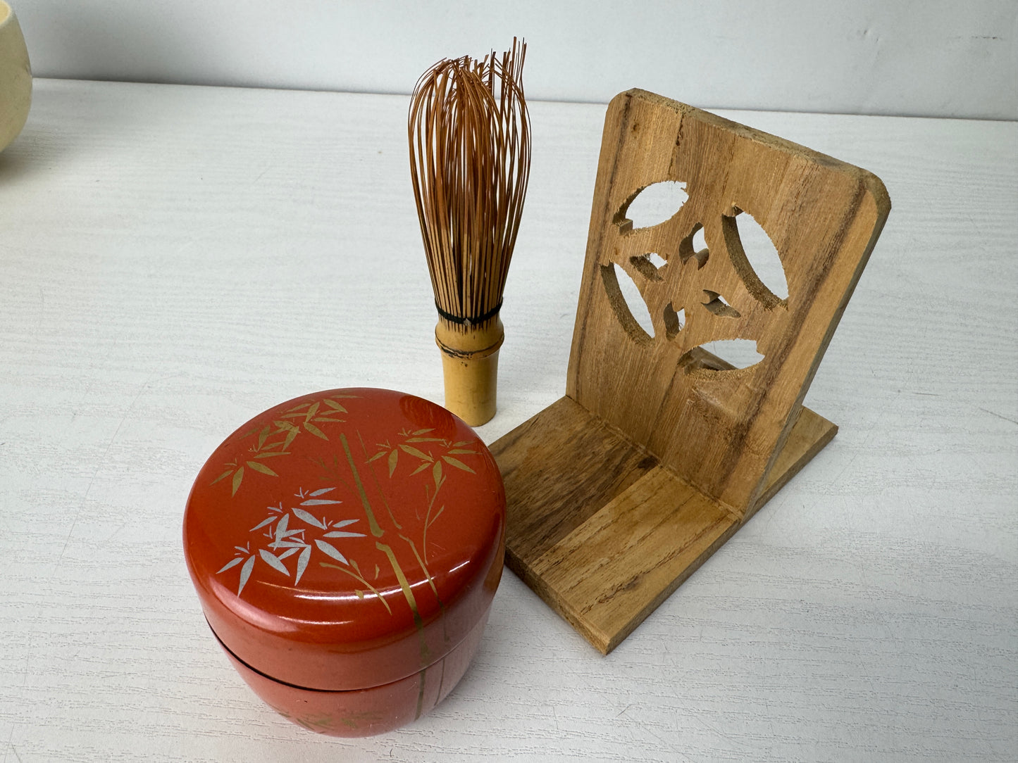 Y10330 CHAWAN Tea ceremony utensils practice set box Japan antique whisk scoop