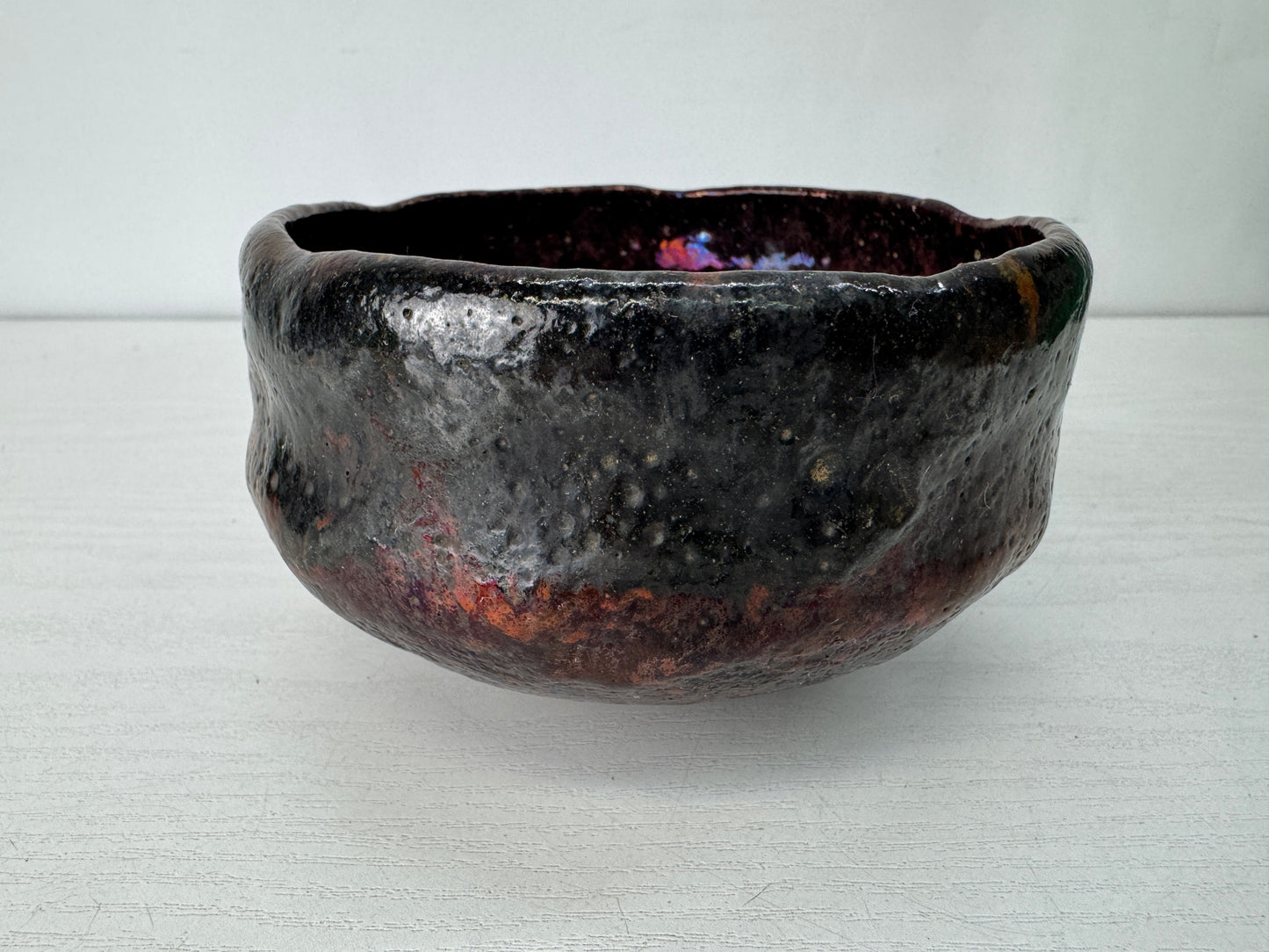 Y10332 CHAWAN Raku-ware bowl signed box Japan antique tea ceremony pottery cup
