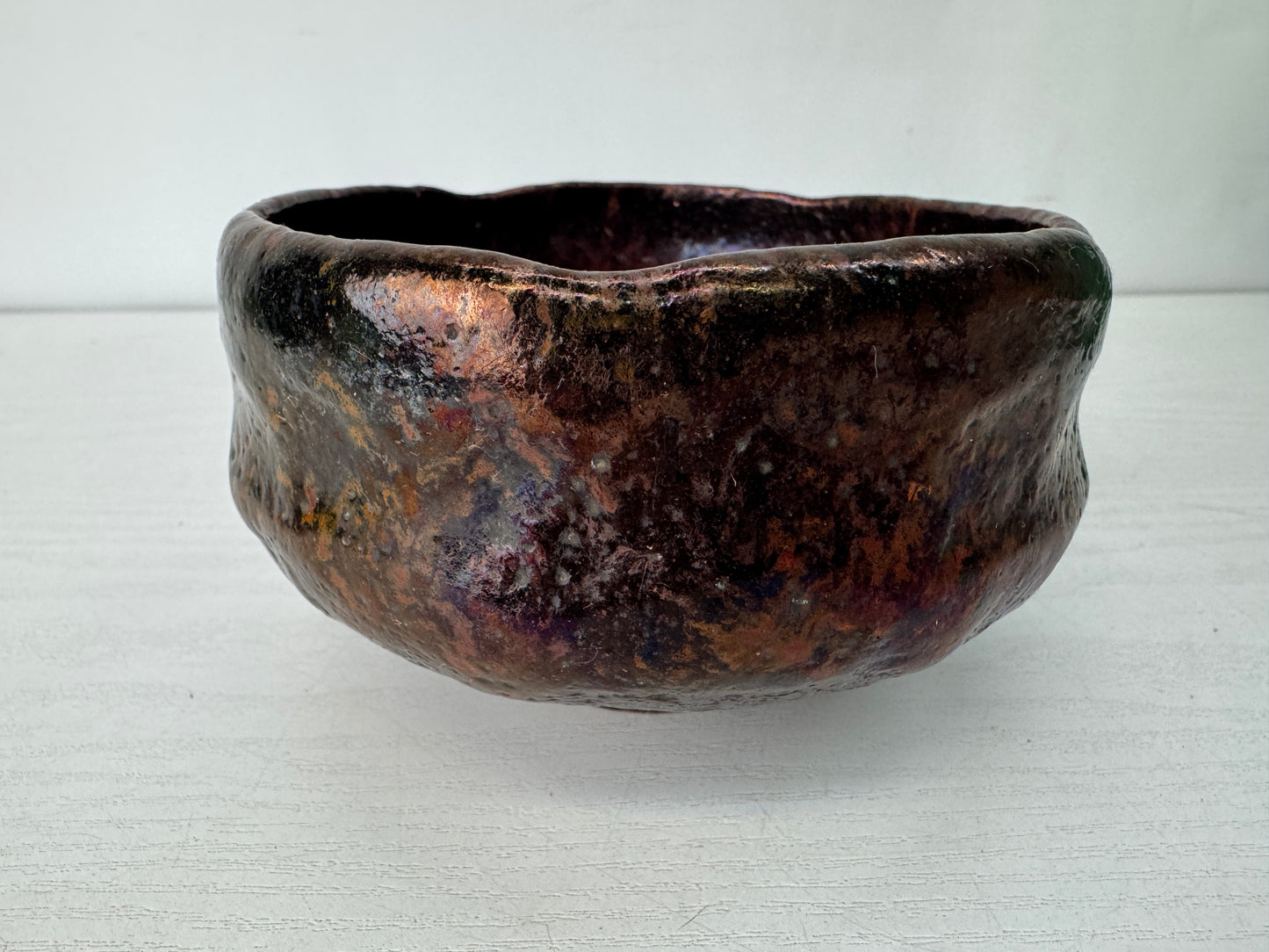 Y10332 CHAWAN Raku-ware bowl signed box Japan antique tea ceremony pottery cup