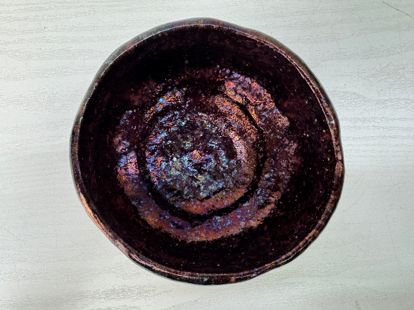 Y10332 CHAWAN Raku-ware bowl signed box Japan antique tea ceremony pottery cup