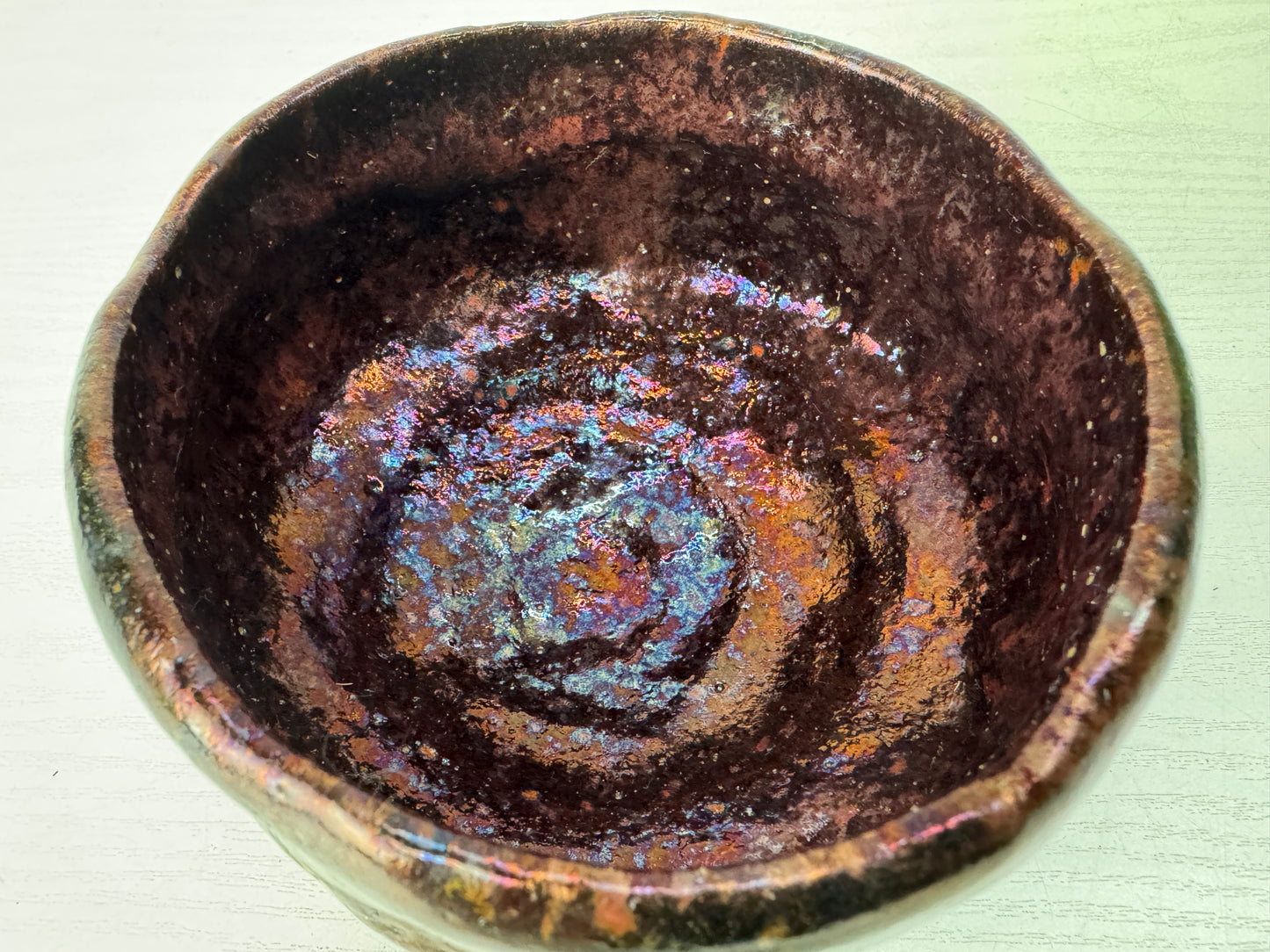 Y10332 CHAWAN Raku-ware bowl signed box Japan antique tea ceremony pottery cup