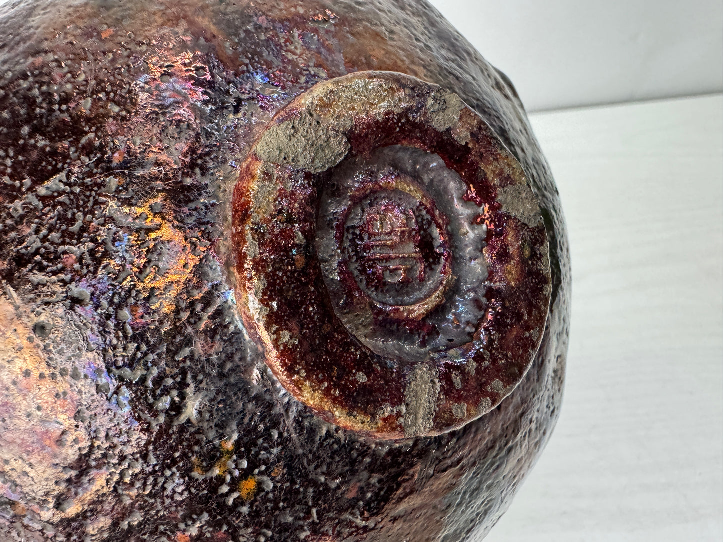 Y10332 CHAWAN Raku-ware bowl signed box Japan antique tea ceremony pottery cup