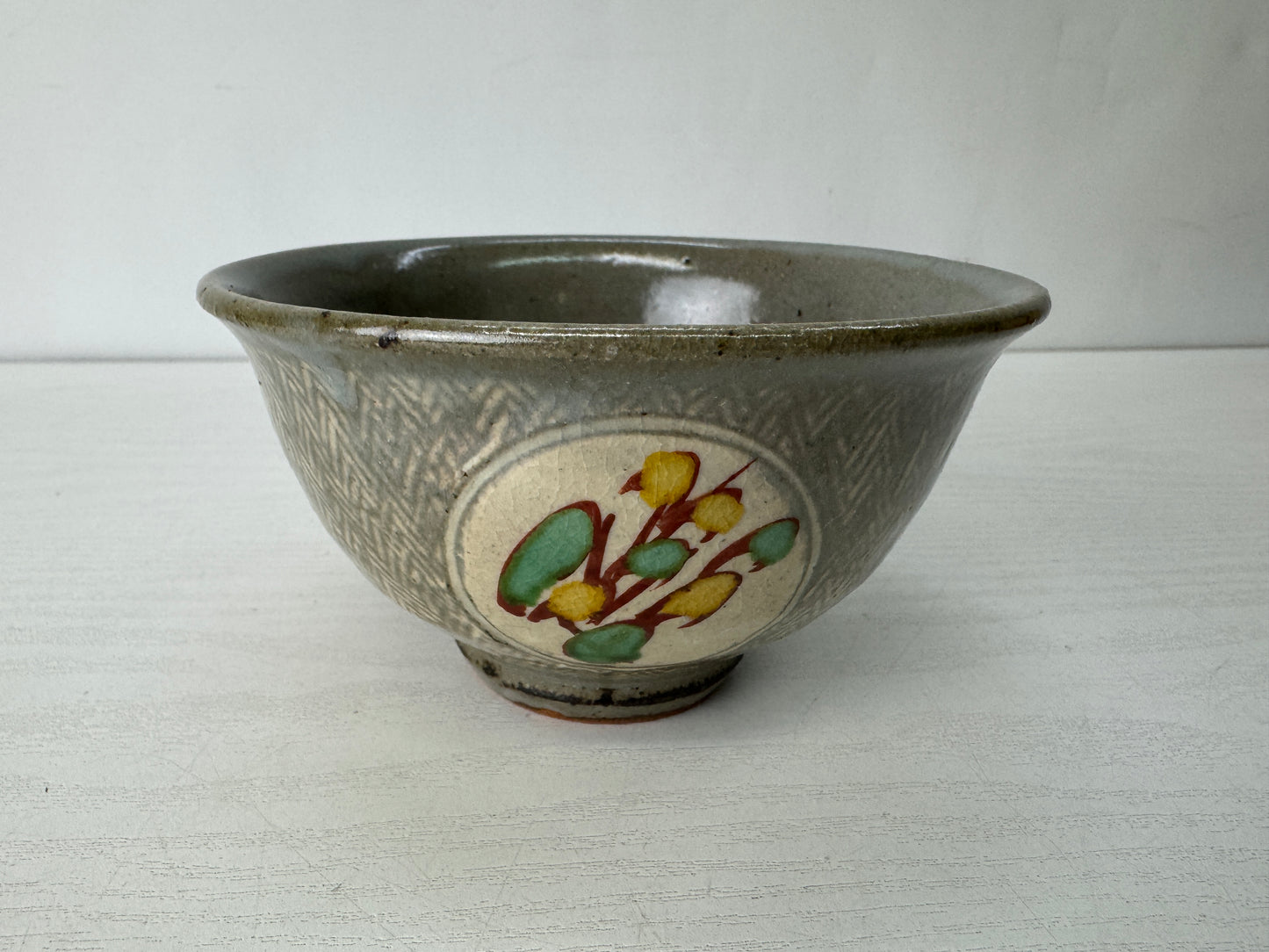 Y10334 CHAWAN Mashiko-ware bowl Inlay signed box Japan antique tea ceremony cup
