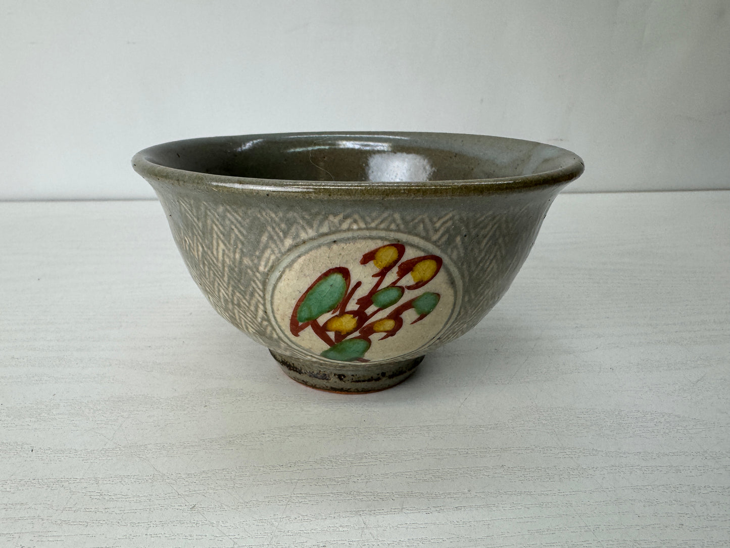 Y10334 CHAWAN Mashiko-ware bowl Inlay signed box Japan antique tea ceremony cup