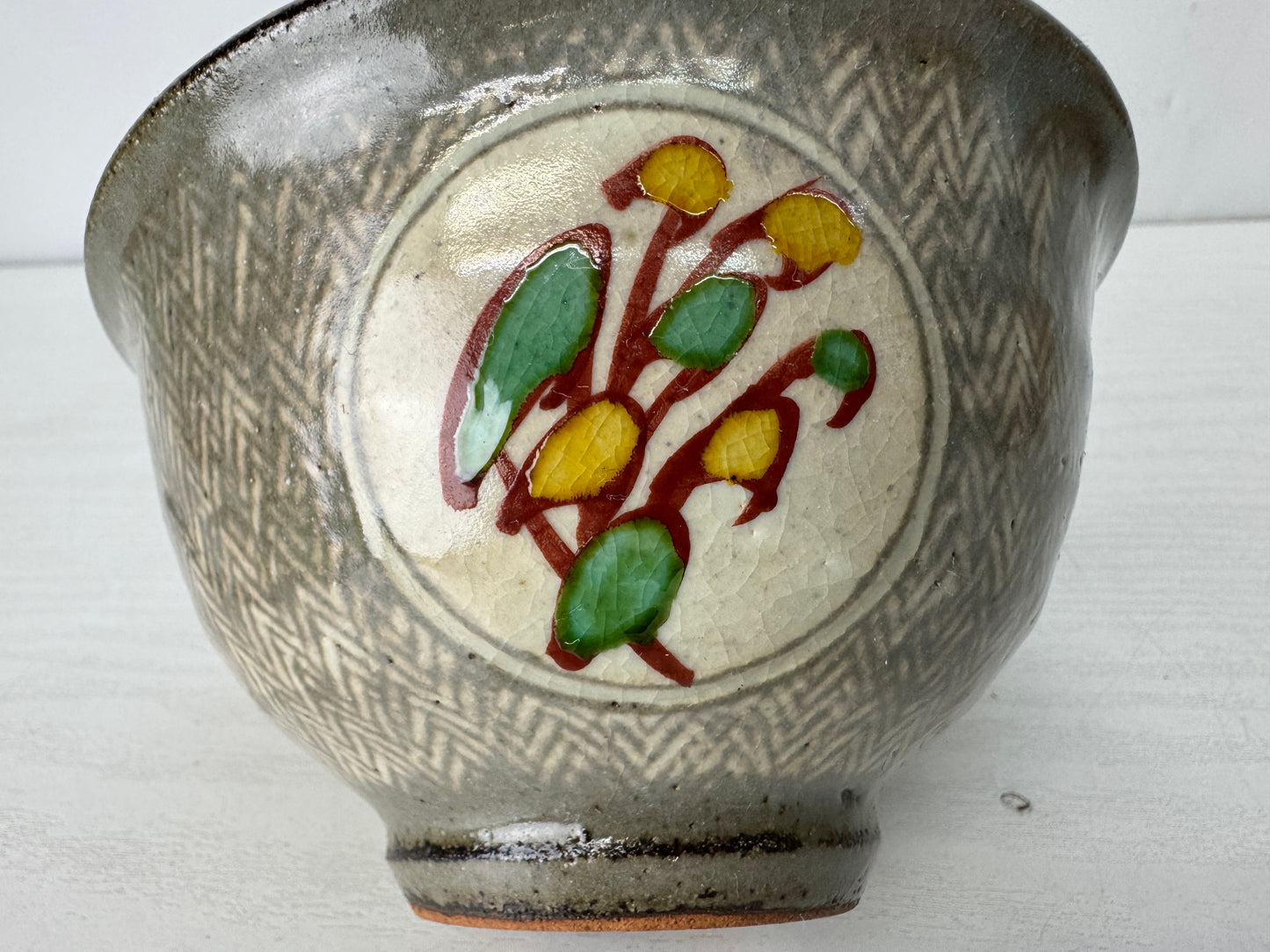 Y10334 CHAWAN Mashiko-ware bowl Inlay signed box Japan antique tea ceremony cup