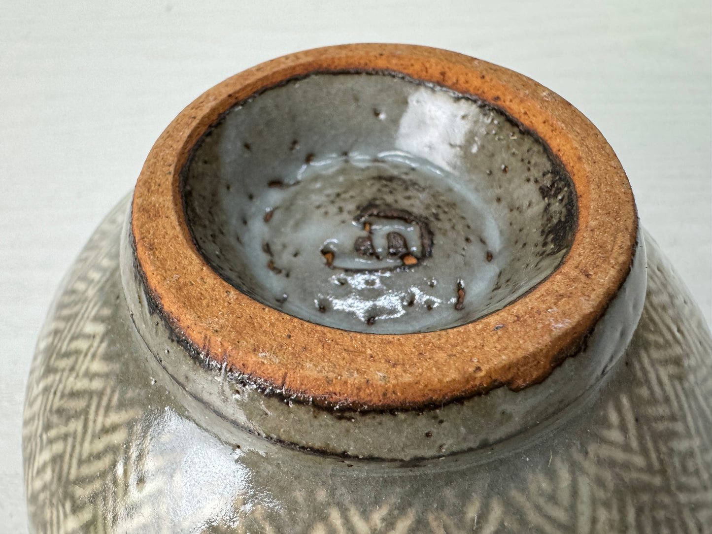 Y10334 CHAWAN Mashiko-ware bowl Inlay signed box Japan antique tea ceremony cup