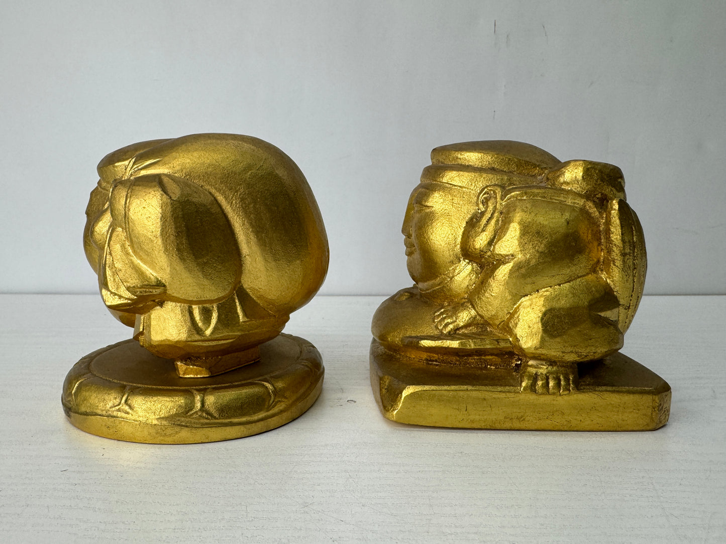 Y10340 STATUE Bronze figurine Ebisu Daikoku signed box Japan antique interior