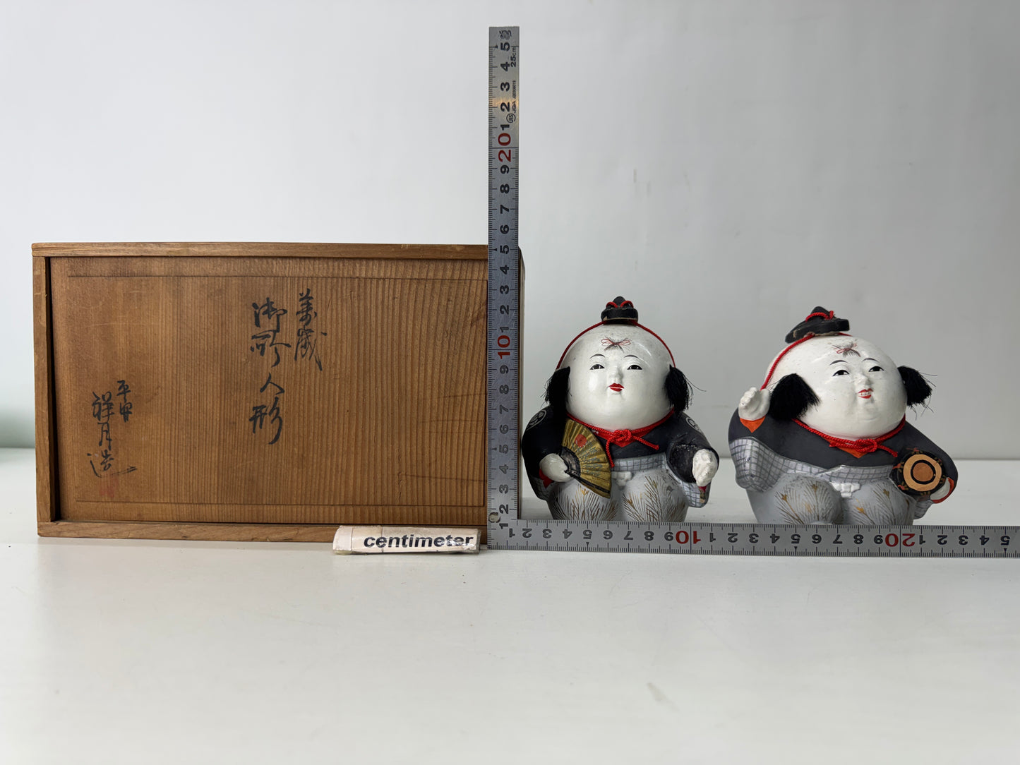 Y10345 NINGYO Kyo-ware Gosho Imperial Court doll signed box Japan antique figure