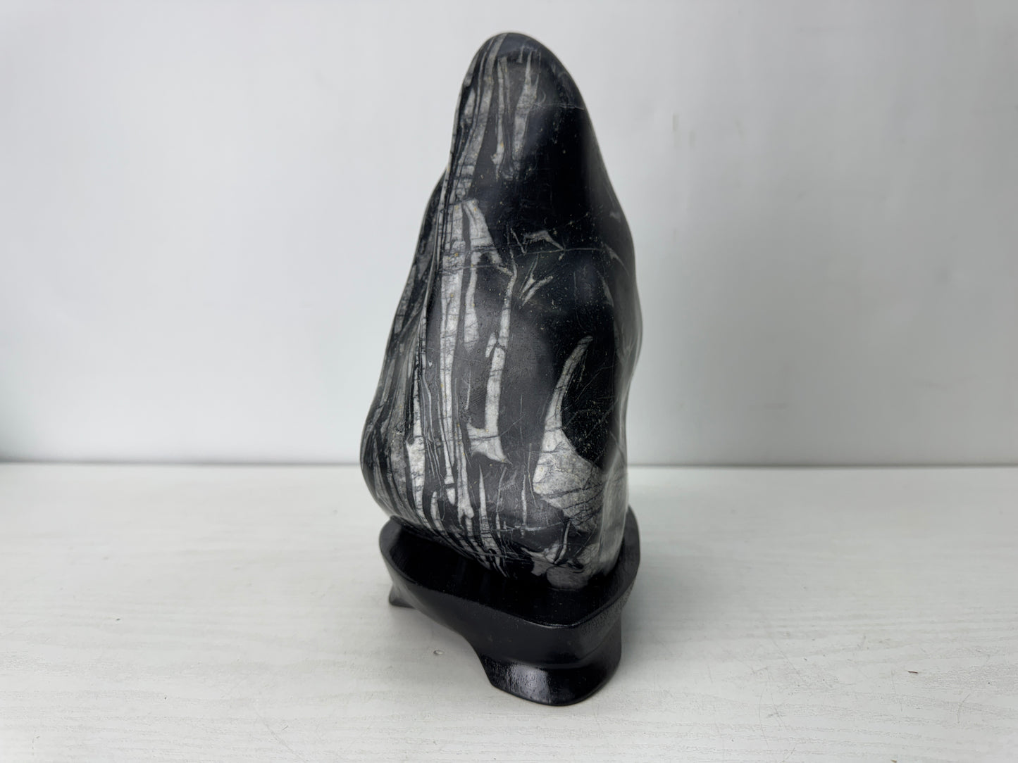 Y10348 OKIMONO Suiseki viewing stone Shikamaia wooden stand Japan antique decor