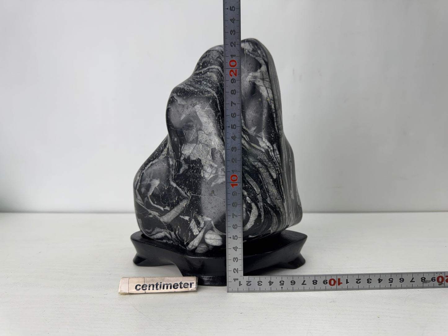 Y10348 OKIMONO Suiseki viewing stone Shikamaia wooden stand Japan antique decor