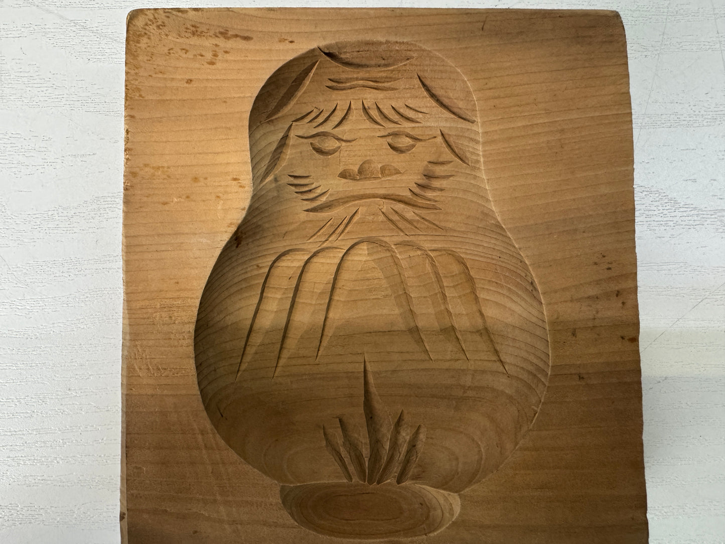 Y10350 KASHIGATA Cherry blossom Daruma wood carving Japan antique wagashi