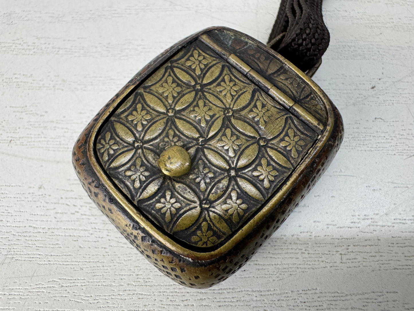 Y10358 YATATE Cloisonne openwork Japanese Ink Pen Holder antique Brush & Inkwell
