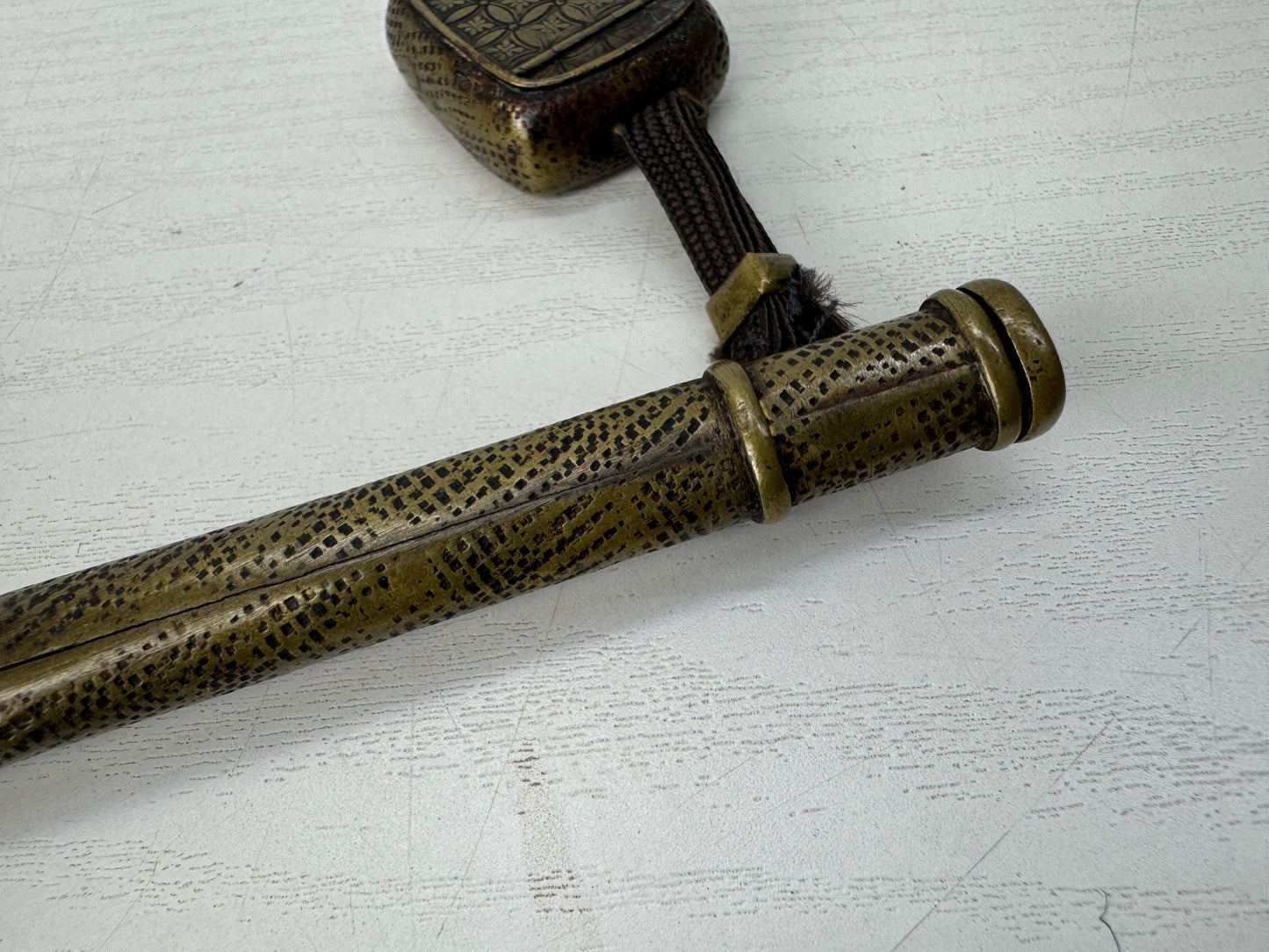 Y10358 YATATE Cloisonne openwork Japanese Ink Pen Holder antique Brush & Inkwell