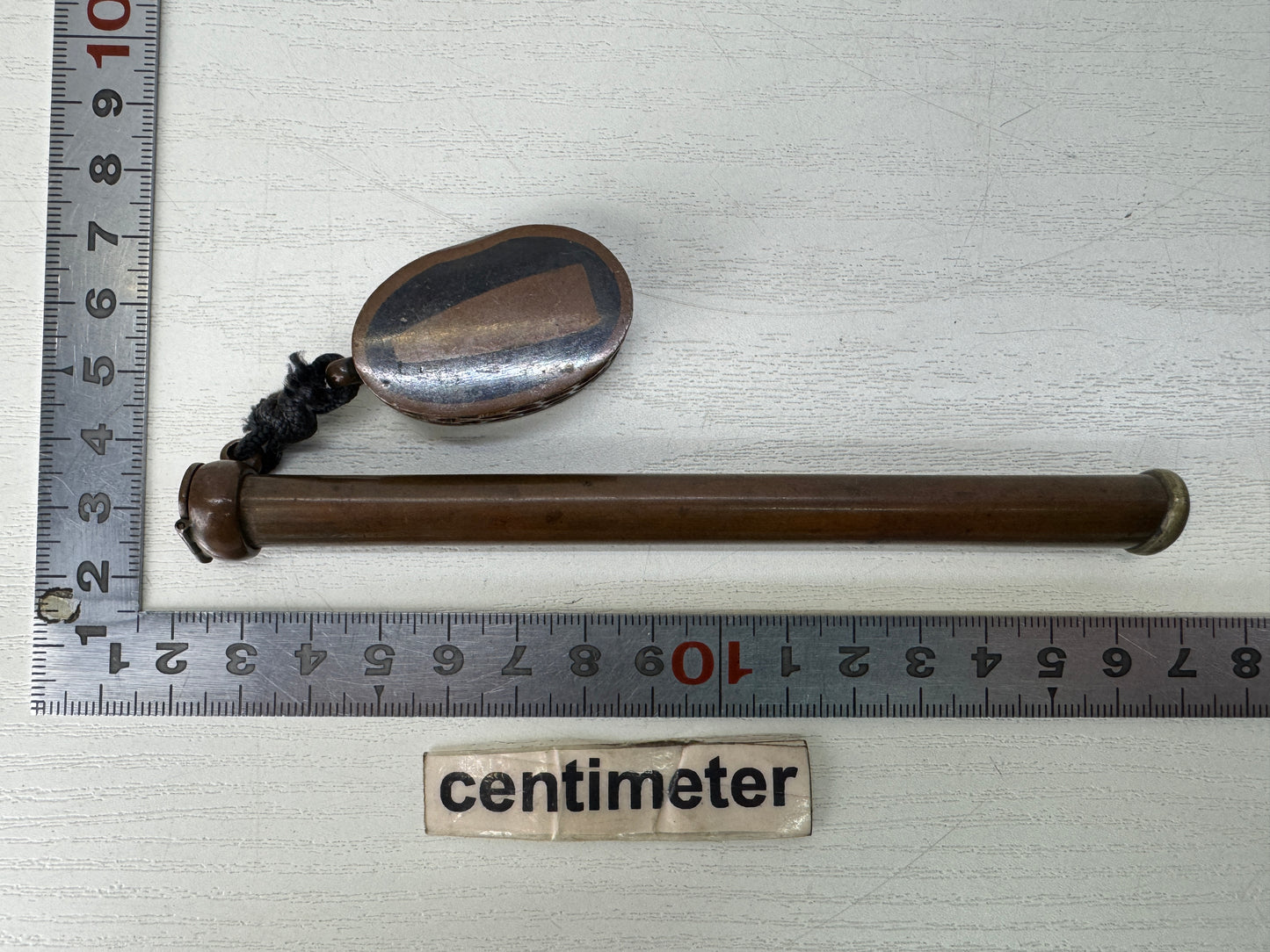 Y10359 YATATE Copper Japanese Ink and Pen Holder antique vintage Brush & Inkwell